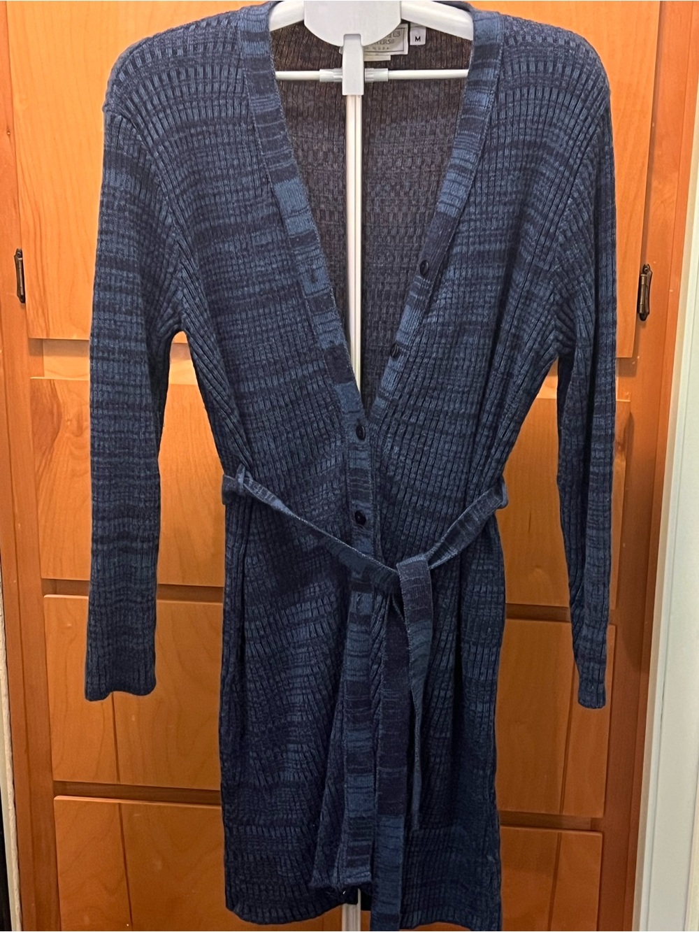 VTG 90s United States Sweaters Ribbed Space Dye Duster Cardigan Belted Medium